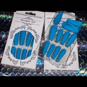 🦋 Matte Blue Press On Nails